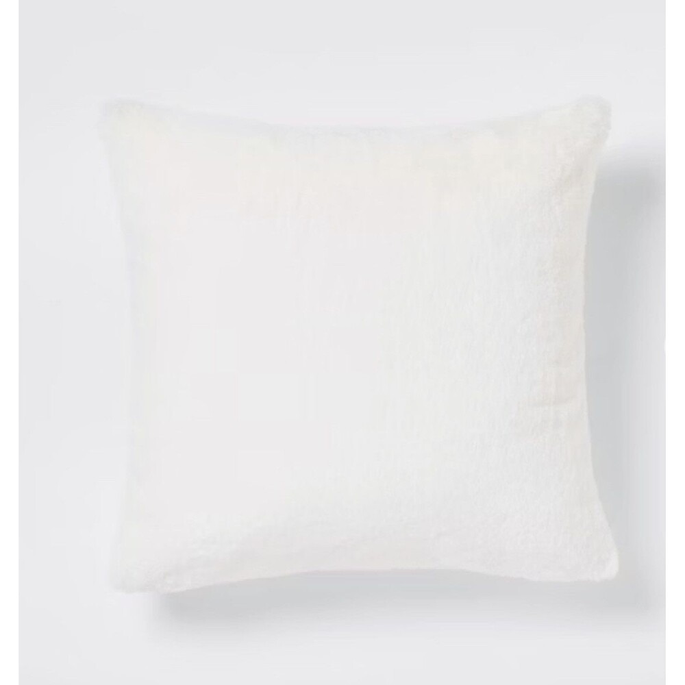 Faux Rabbit Fur Throw Pillow - White - Threshold - NEW